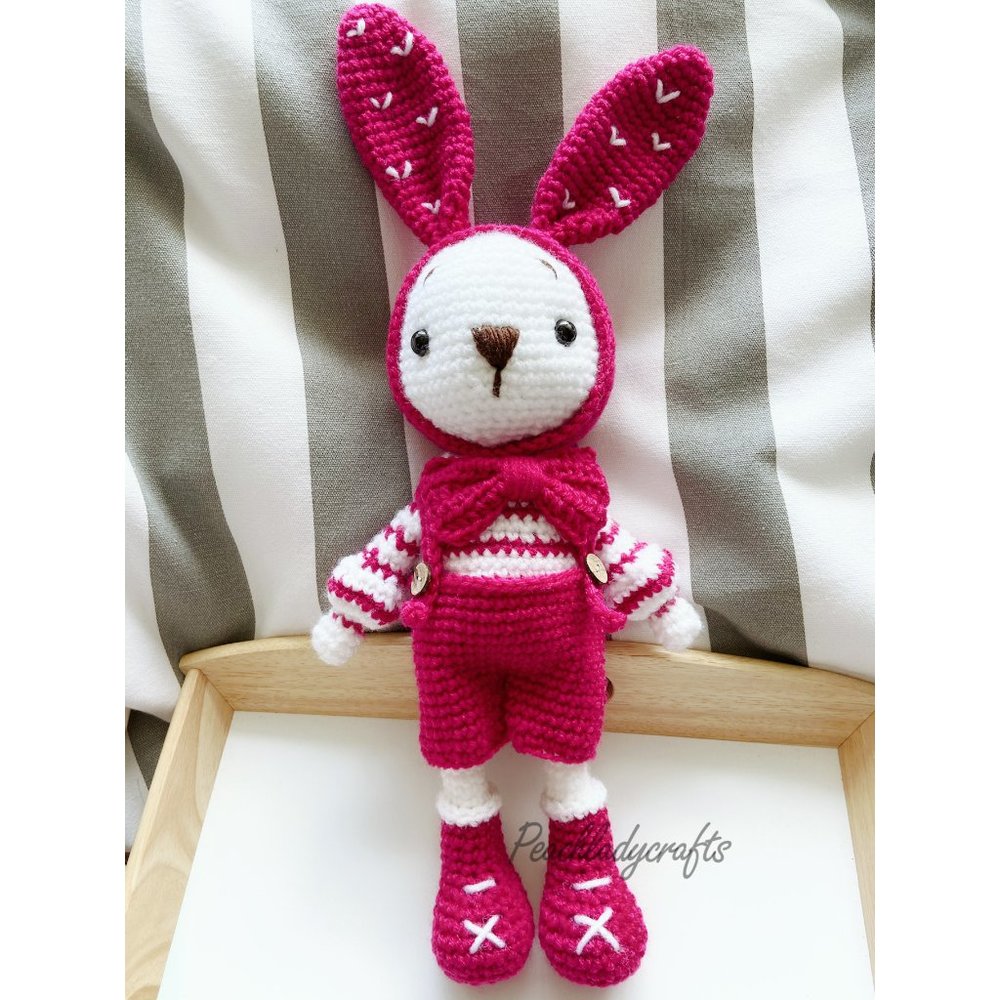 Cute handmade bunny boy crochet amigurumi toy
